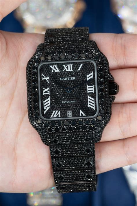 black cartier diamond watch|moist night diamond watch cartier.